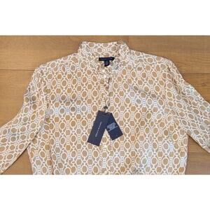 Tommy Hilfiger Women's Link Chain Design Women's L Gold White Top Silk Blend NWT